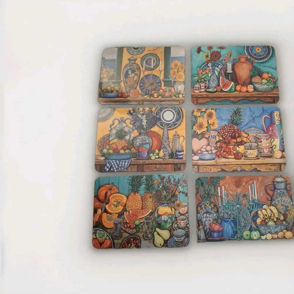 Jason Placemats Set/6 Italian Still Life By Sarina Fork Backed Vintage Bright